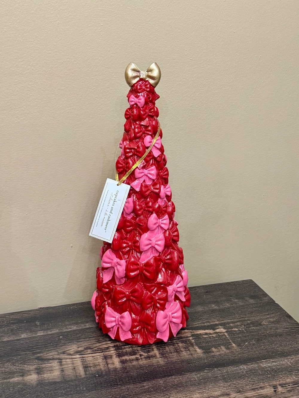 Decorative Pink and Red Bow Cone Tree - Home Accent